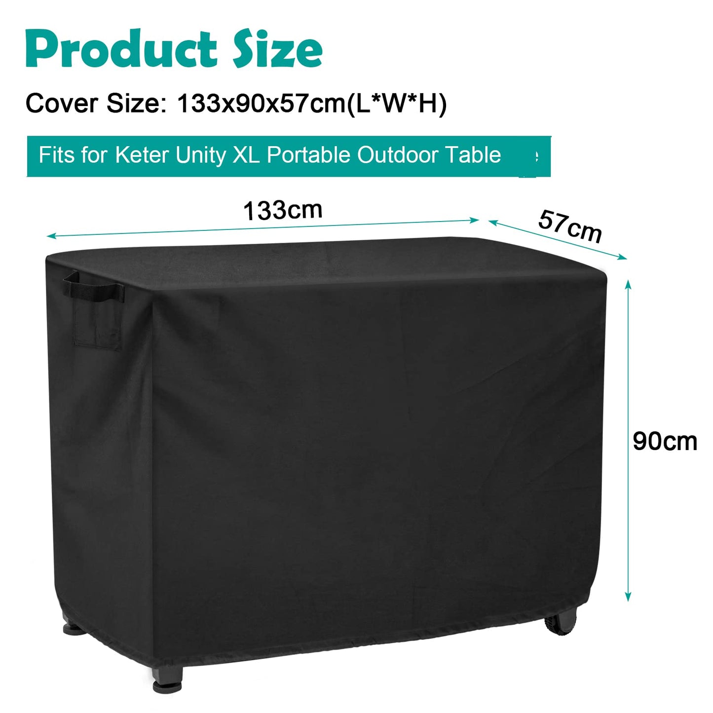Outdoor Prep Table Cover for Keter Unity XL, Windspeed 420D Patio Table Cover 52in for Keter Unity XL, Waterproof (133x90x57cm)