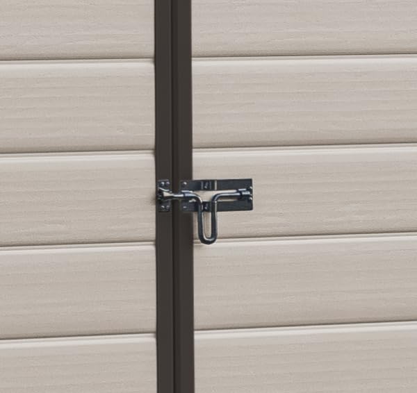 Keter Manor Outdoor Apex Double Door Garden Storage Shed 6 x 5ft Beige Brown Wood effect | Fade Free | All Weather Resistant | Safe and Secure | Zero Maintenance | 15 year Warranty