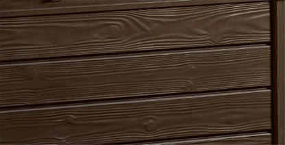 Keter Brightwood 454L Outdoor 60% recycled Garden Furniture Storage Box Brown Wood Panel Effect Fade Free All Weather Resistant Safe and Secure Zero Maintenance 2 year Warranty