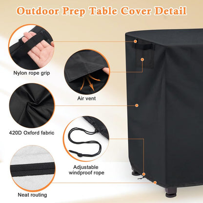 Hoedia Outdoor Prep Table Cover-52 Inch for Keter Unity XL & Storage Cabinet, 420D Bar Cart Cover Waterproof, Dustproof & UV Resistant