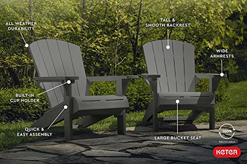 Keter Alpine Adirondack Outdoor Garden Furniture Chair - Graphite Grey
