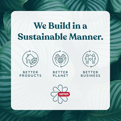 Keter City 30 Gallon Resin Outdoor Storage Box and Patio Furniture Side Table for Pool and Garden Accessories, Dark Grey