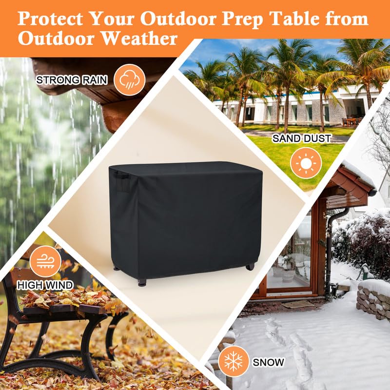 Hoedia Outdoor Prep Table Cover-52 Inch for Keter Unity XL & Storage Cabinet, 420D Bar Cart Cover Waterproof, Dustproof & UV Resistant