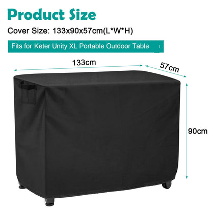 Outdoor Prep Table Cover for Keter Unity XL, Windspeed 420D Patio Table Cover 52in for Keter Unity XL, Waterproof (133x90x57cm)