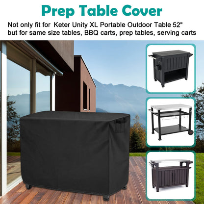 Outdoor Prep Table Cover for Keter Unity XL, Windspeed 420D Patio Table Cover 52in for Keter Unity XL, Waterproof (133x90x57cm)