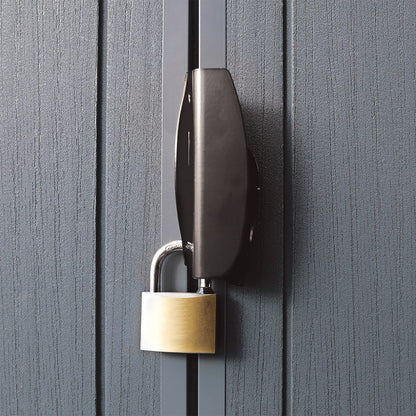 Keter Darwin Outdoor Apex Double Door Garden Storage Shed 6 x 8ft Grey Evotech+ Wood Look and Feel | Fade Free | All Weather Resistant | Safe and Secure | Zero Maintenance | 15 year Warranty